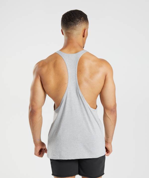 Panske Tielko Gymshark Legacy Stringer Svetlo Siva | RO1953487